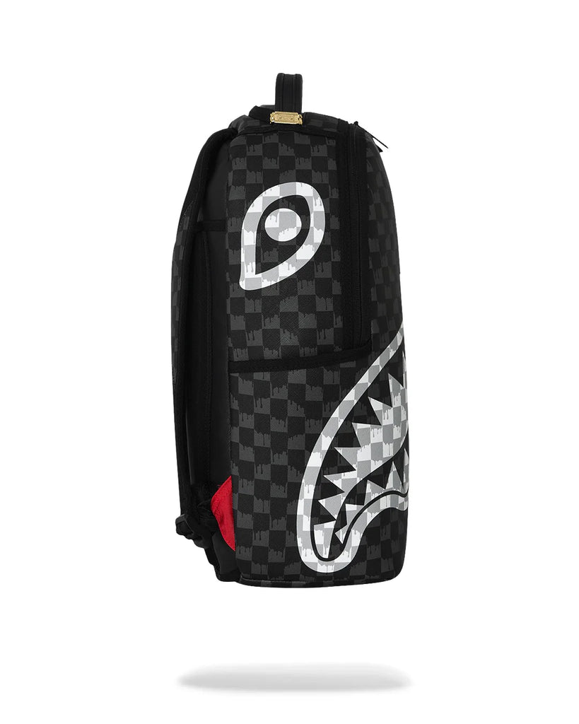 ZAINO SPRAYGROUND 8553 BLACK AND WHITE DRIP CHECK SHARK BACKPACK