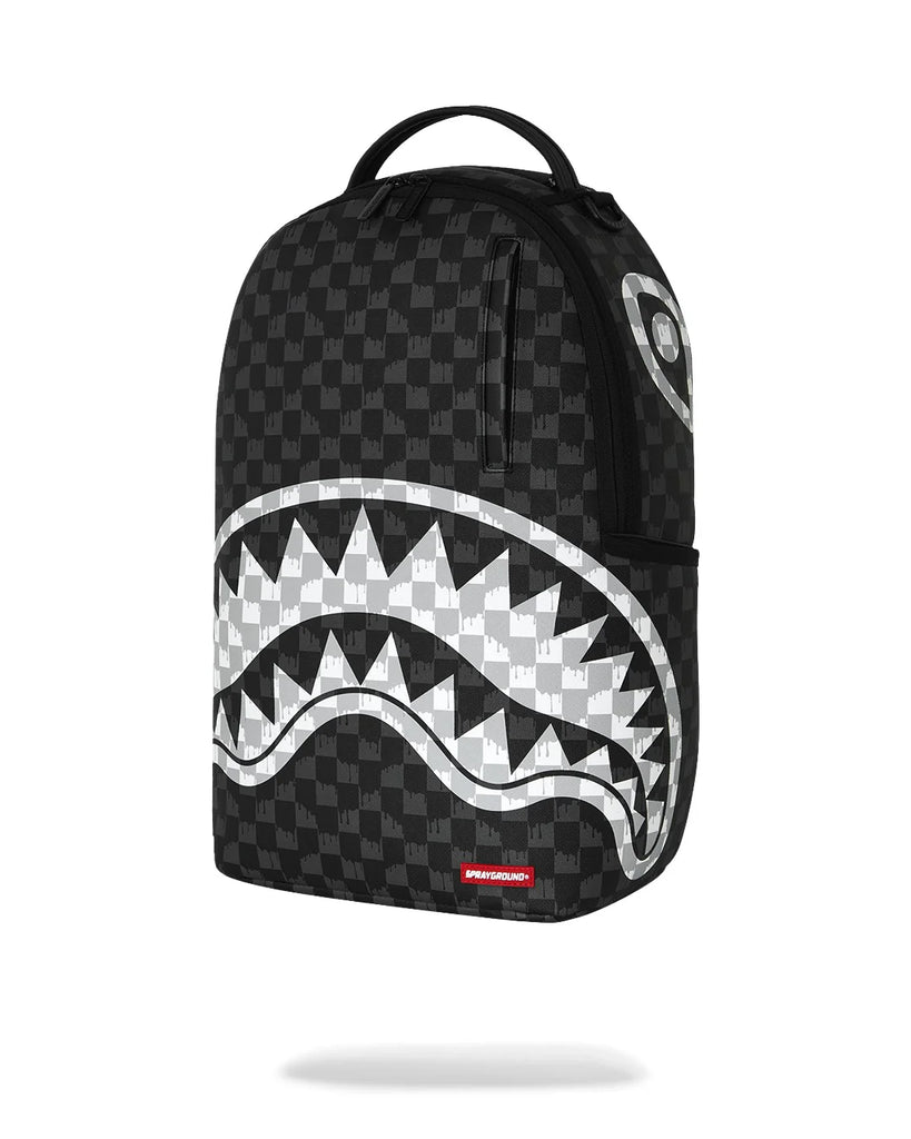 ZAINO SPRAYGROUND 8553 BLACK AND WHITE DRIP CHECK SHARK BACKPACK