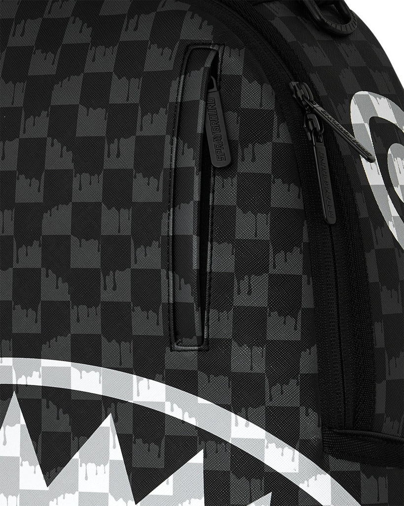 ZAINO SPRAYGROUND 8553 BLACK AND WHITE DRIP CHECK SHARK BACKPACK