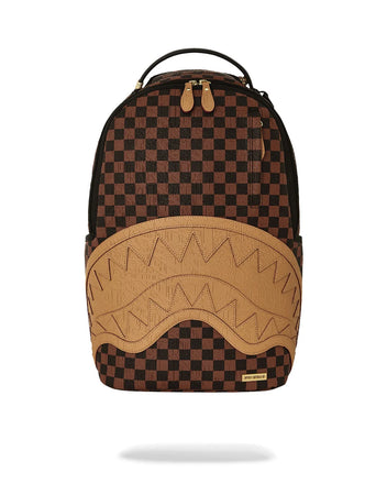 ZAINO SPRAYGROUND 8592 EMBOSSED CHECK BROWN BACKPACK