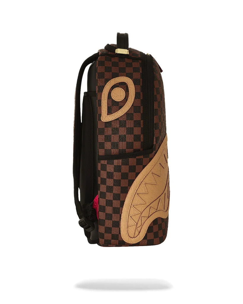 ZAINO SPRAYGROUND 8592 EMBOSSED CHECK BROWN BACKPACK