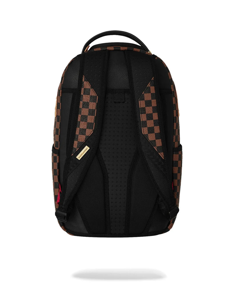 ZAINO SPRAYGROUND 8592 EMBOSSED CHECK BROWN BACKPACK