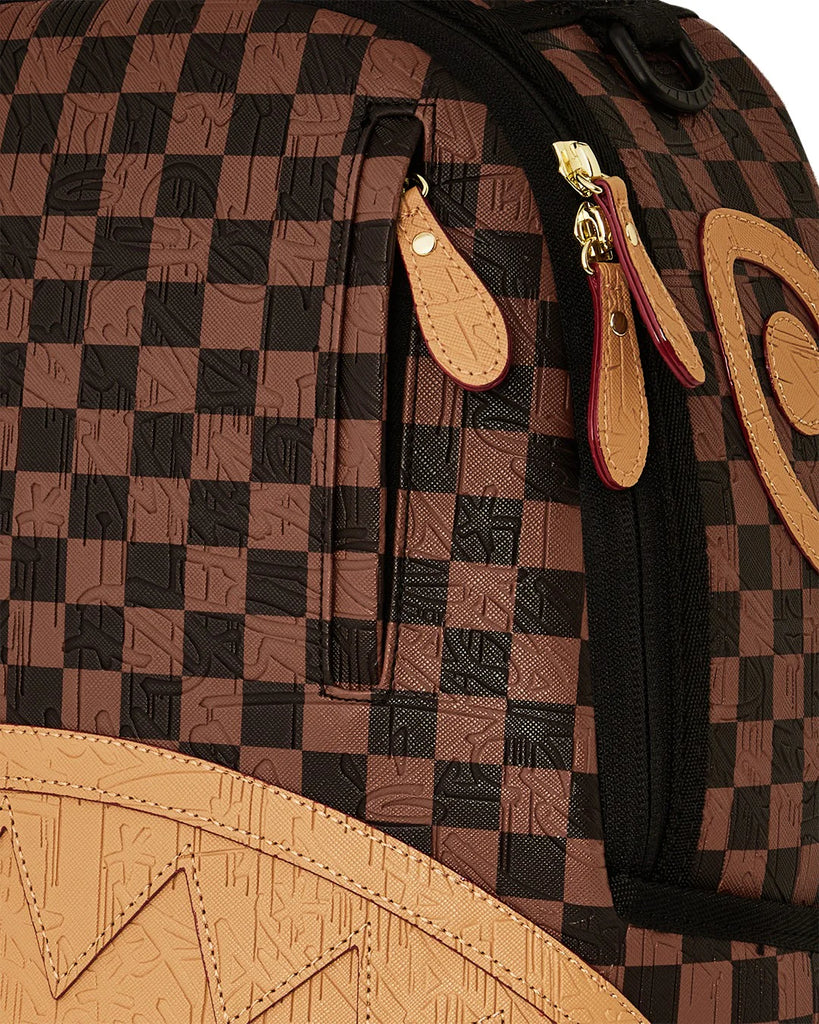 ZAINO SPRAYGROUND 8592 EMBOSSED CHECK BROWN BACKPACK