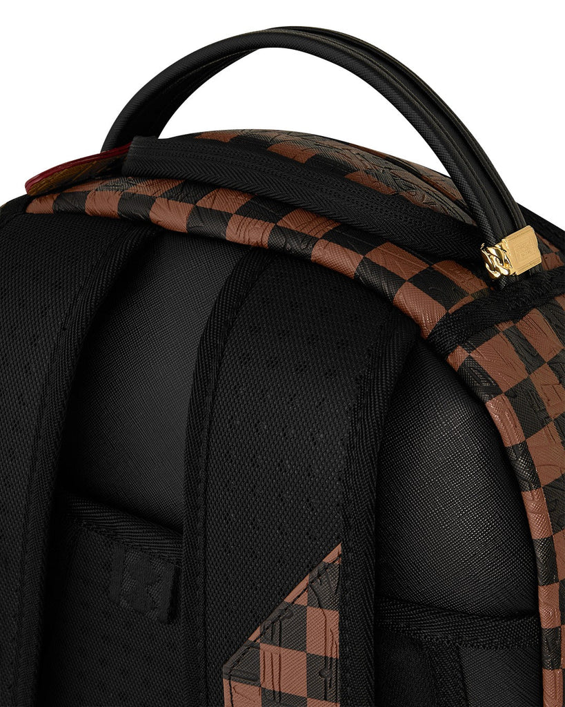 ZAINO SPRAYGROUND 8592 EMBOSSED CHECK BROWN BACKPACK
