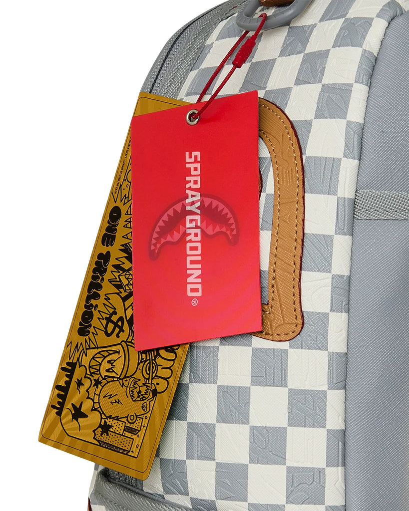 ZAINO SPRAYGROUND 8593 EMBOSSED CREAM CHECK BACKPACK