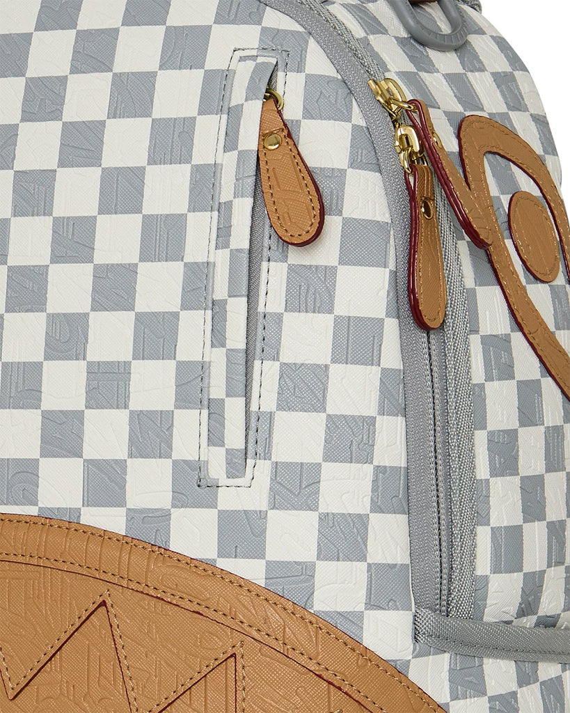 ZAINO SPRAYGROUND 8593 EMBOSSED CREAM CHECK BACKPACK
