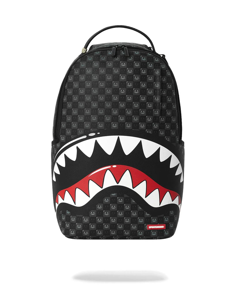 ZAINO SPRAYGROUND 8633 SHARKS IN PARIS WTF BUBBLY BLACK CHECK BACKPACK