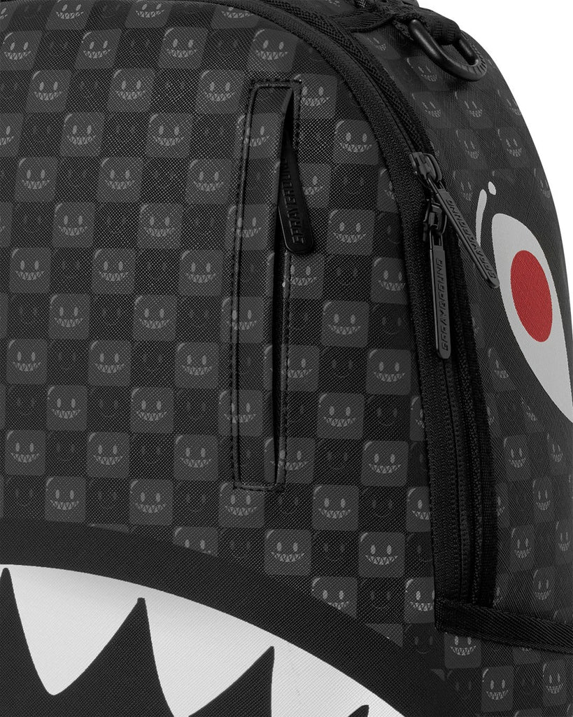ZAINO SPRAYGROUND 8633 SHARKS IN PARIS WTF BUBBLY BLACK CHECK BACKPACK