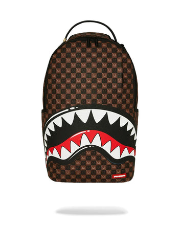 ZAINO SPRAYGROUND 8634 SHARKS IN PARIS WTF BUBBLE BROWN CHECK BACKPACK