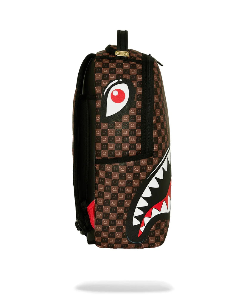 ZAINO SPRAYGROUND 8634 SHARKS IN PARIS WTF BUBBLE BROWN CHECK BACKPACK