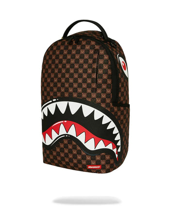 ZAINO SPRAYGROUND 8634 SHARKS IN PARIS WTF BUBBLE BROWN CHECK BACKPACK