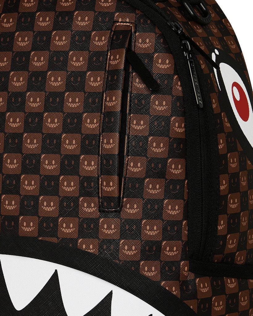 ZAINO SPRAYGROUND 8634 SHARKS IN PARIS WTF BUBBLE BROWN CHECK BACKPACK