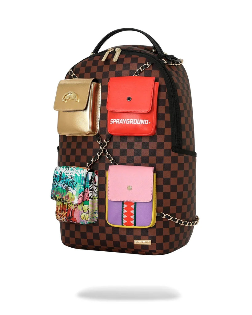 ZAINO SPRAYGROUND 8990 HANGING POCKETS MIX UP BACKPACK