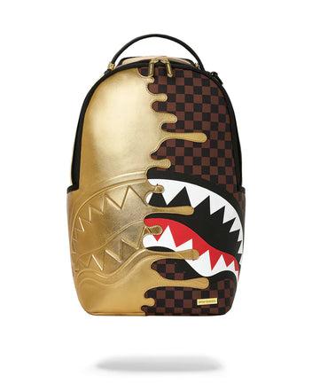 ZAINO SPRAYGROUND 9250 SHARKS IN PARIS GOLD DRIP BACKPACK