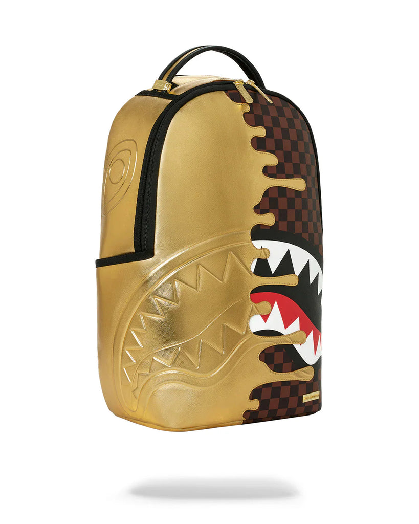 ZAINO SPRAYGROUND 9250 SHARKS IN PARIS GOLD DRIP BACKPACK