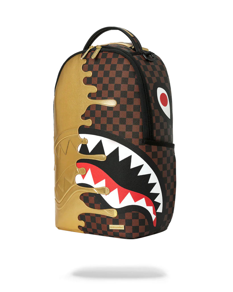 ZAINO SPRAYGROUND 9250 SHARKS IN PARIS GOLD DRIP BACKPACK