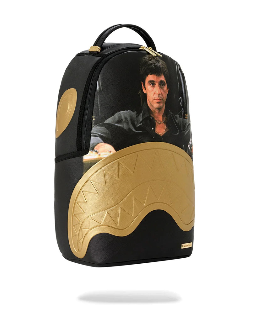 ZAINO SPRAYGROUND 9555 SCARFACE GOLD EMBOSSED BACKPACK