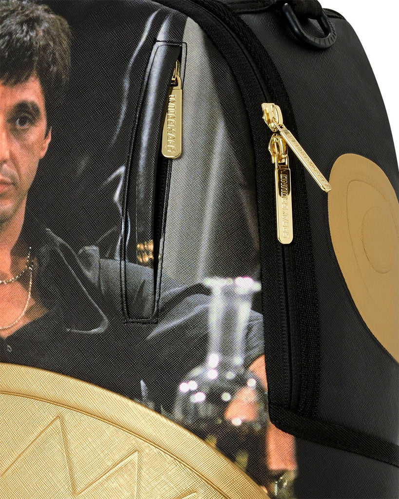 ZAINO SPRAYGROUND 9555 SCARFACE GOLD EMBOSSED BACKPACK