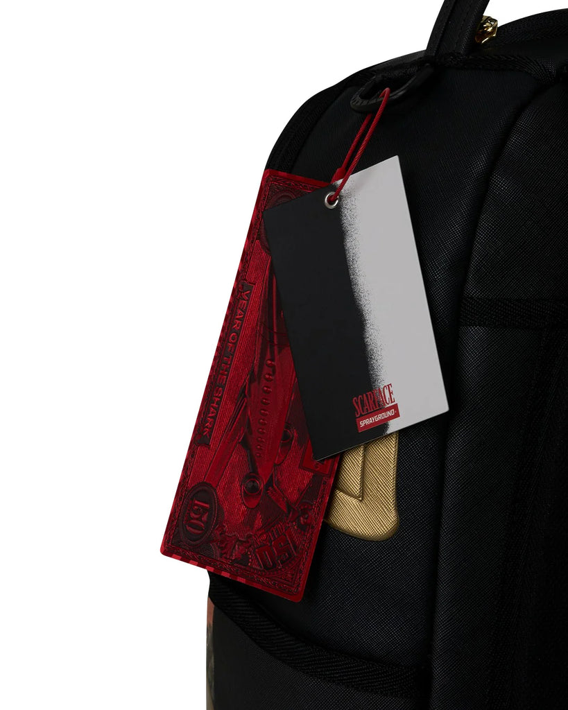 ZAINO SPRAYGROUND 9555 SCARFACE GOLD EMBOSSED BACKPACK