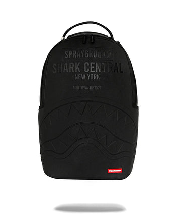 ZAINO SPRAYGROUND 9626 SHARK CENTRAL EMBOSSED BLACK NYLON BACKPACK