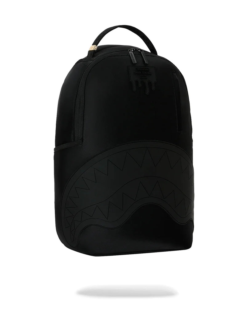 ZAINO SPRAYGROUND 9635 SHARK CENTRAL BLACKED OUT EMBOSSED NYLON BACKPACK
