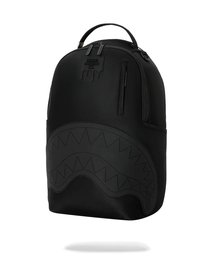 ZAINO SPRAYGROUND 9635 SHARK CENTRAL BLACKED OUT EMBOSSED NYLON BACKPACK