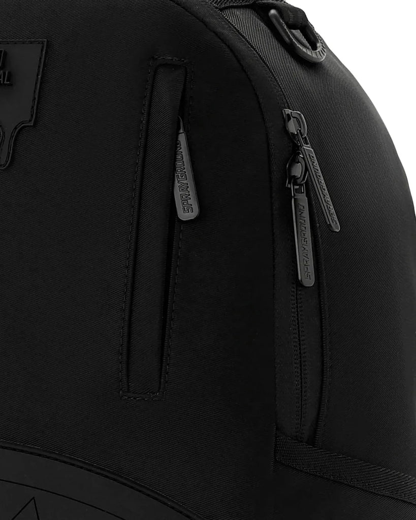 ZAINO SPRAYGROUND 9635 SHARK CENTRAL BLACKED OUT EMBOSSED NYLON BACKPACK
