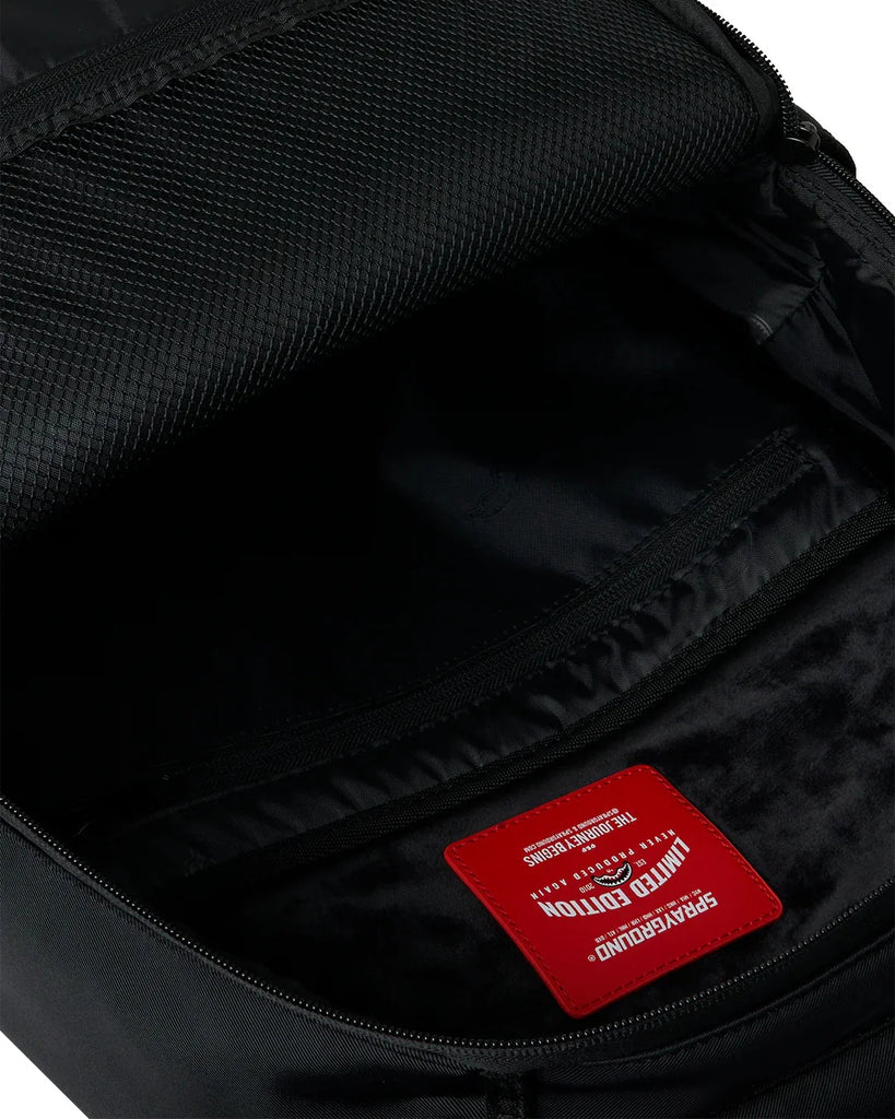 ZAINO SPRAYGROUND 9635 SHARK CENTRAL BLACKED OUT EMBOSSED NYLON BACKPACK