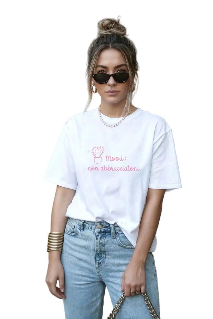 T-Shirt Agape Cactus Cuore Mood: Non Abbracciatemi