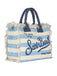 Borsa Mare Saint Barth Con Frange A Righe Azzurre  VANI001 00657L