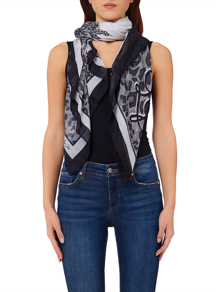Foulard Liu-Jo 2F6073 animalier bianco e nero