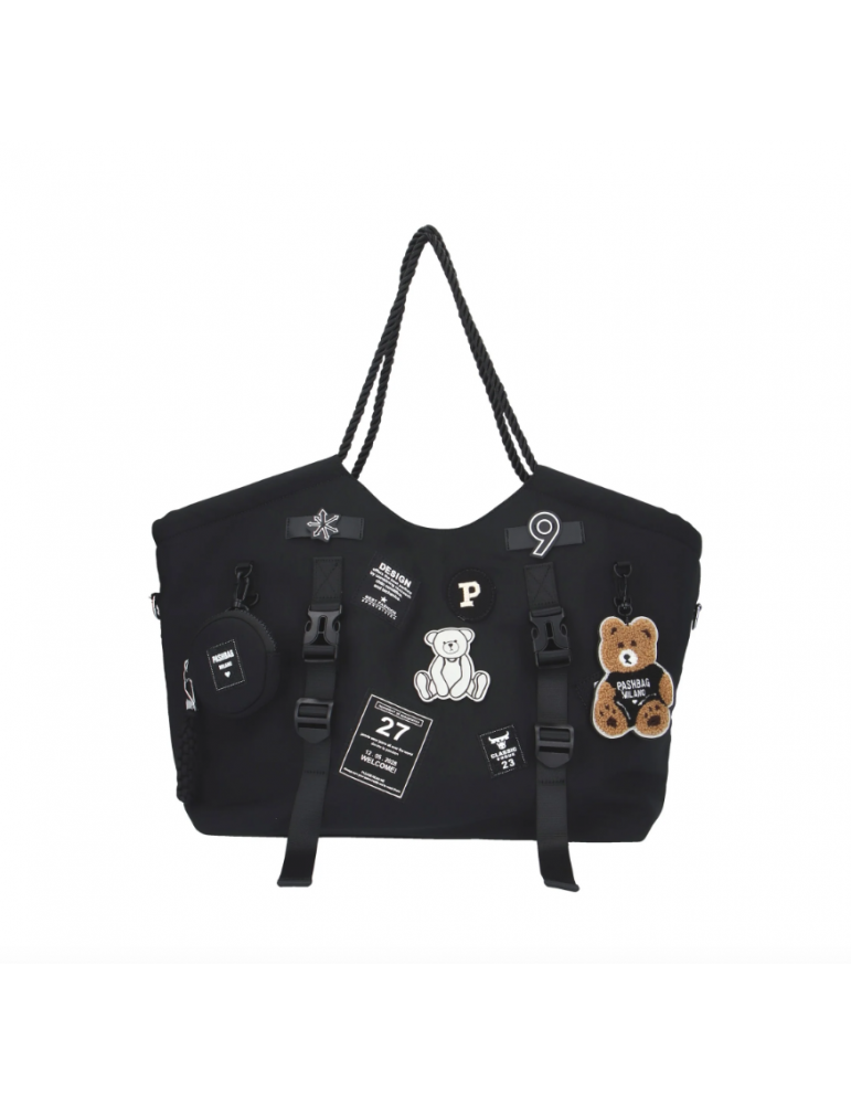 Borsa Pash Bag 18766 Wren Peckham Shopper tessuto nylon nera