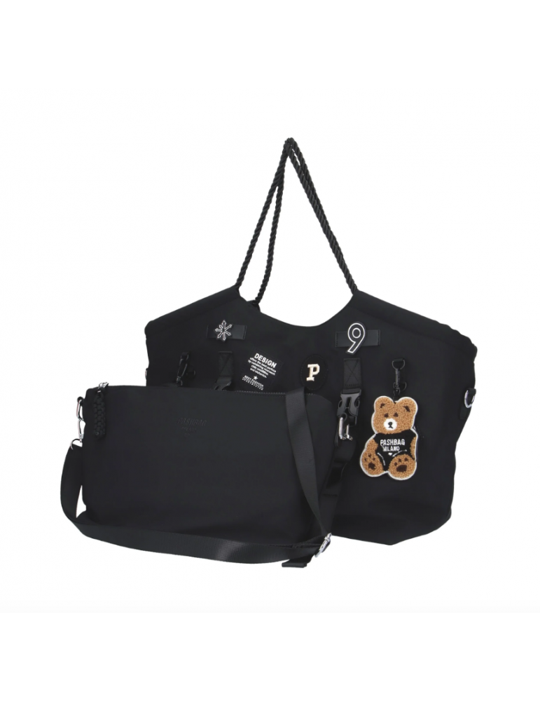 Borsa Pash Bag 18766 Wren Peckham Shopper tessuto nylon nera