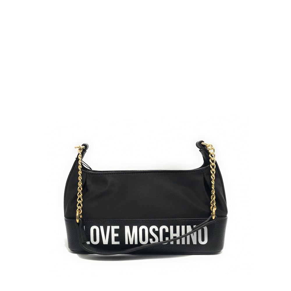 Borsa Love Moschino JC4254 Hobo Bag a spalla Nylon nera logo bianco