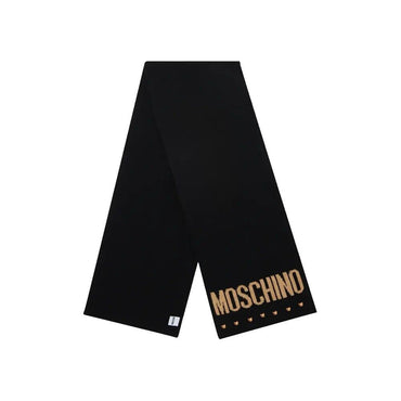 Sciarpa Moschino Art30782 M2961 nera logo teddy bear in metallo