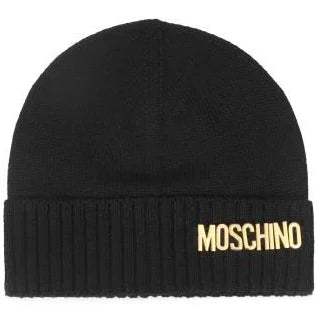 Cappello Moschino Lettering nero in lana