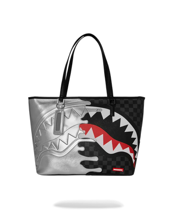 BORSA SPRAYGROUND 8930 SILVER SIDE DRIP BLACK CHECK TOTE BAG