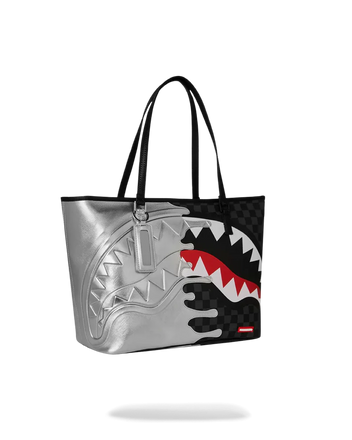 BORSA SPRAYGROUND 8930 SILVER SIDE DRIP BLACK CHECK TOTE BAG
