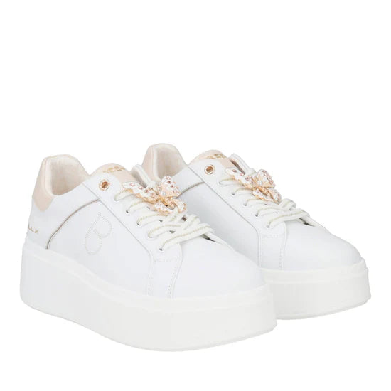 Sneaker Tosca Blu SS2502S013 Elettra con farfalle in strass colore bianco/oro