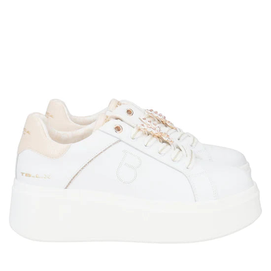 Sneaker Tosca Blu SS2502S013 Elettra con farfalle in strass colore bianco/oro