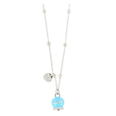 Collana Amo Capri 3540854 in metallo con campanella azzurra e scritta capri argento