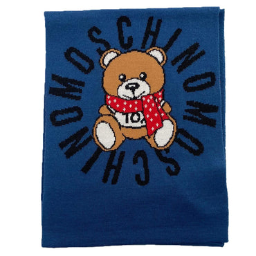 Sciarpa Moschino Art30673 Teddy Blu con logo in lana