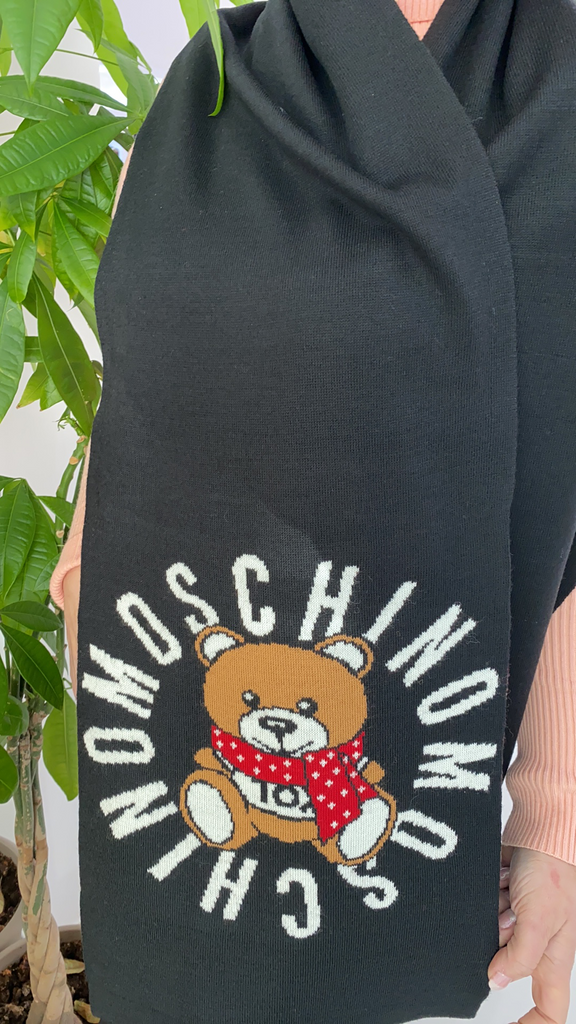 Sciarpa Moschino Art30673 Teddy con logo in lana