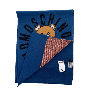 Sciarpa Moschino Art30673 Teddy Blu con logo in lana