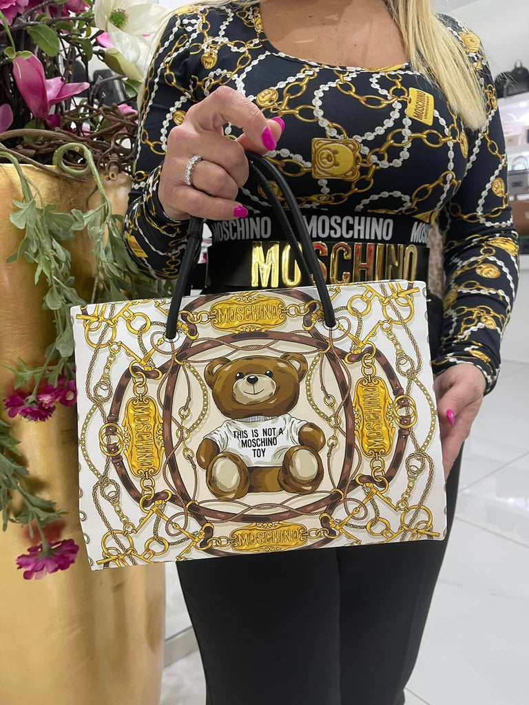 Borsa Moschino Couture art A7571 teddy beige e oro con tracolla