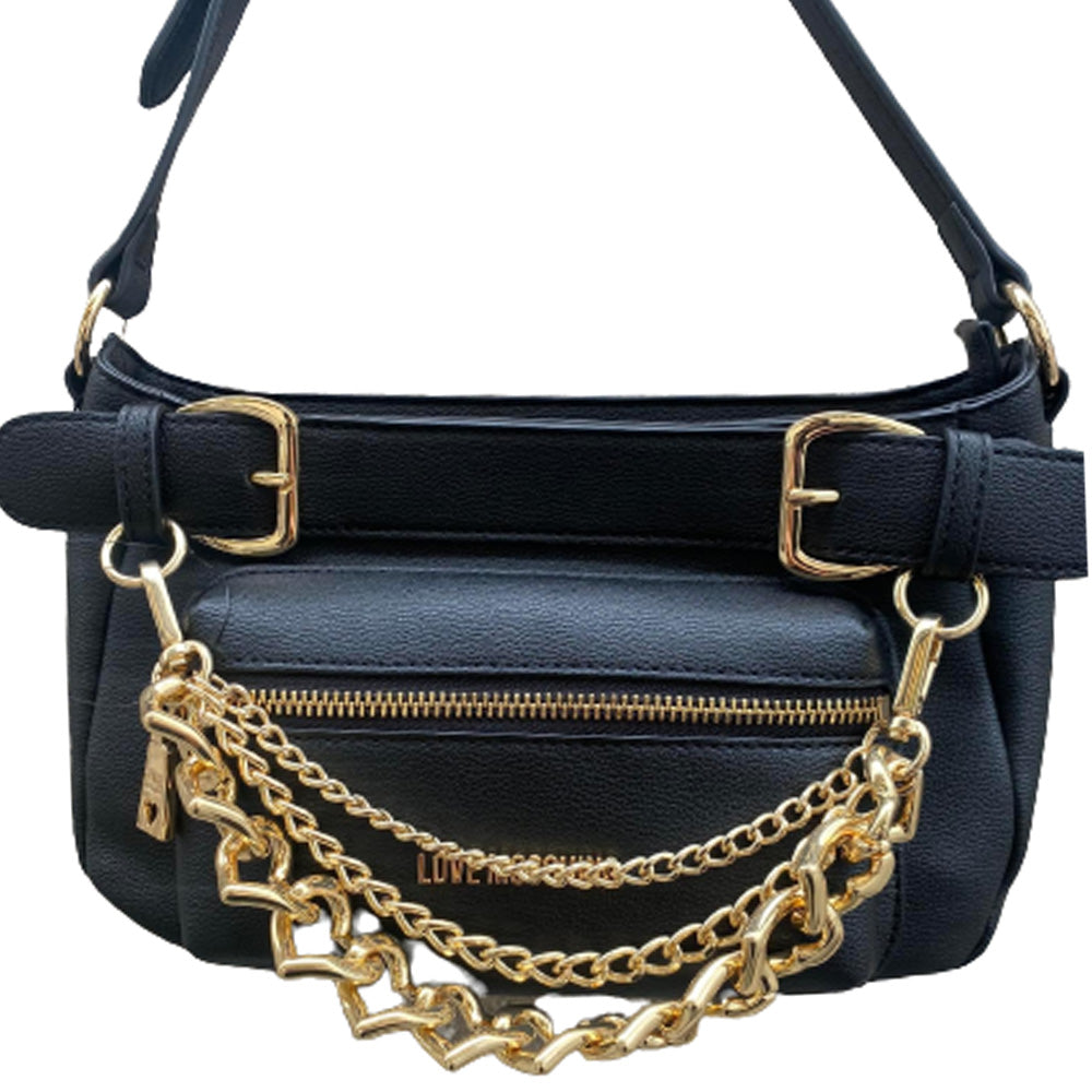 Borsa Love Moschino JC4289 a spalla catena cuori nera