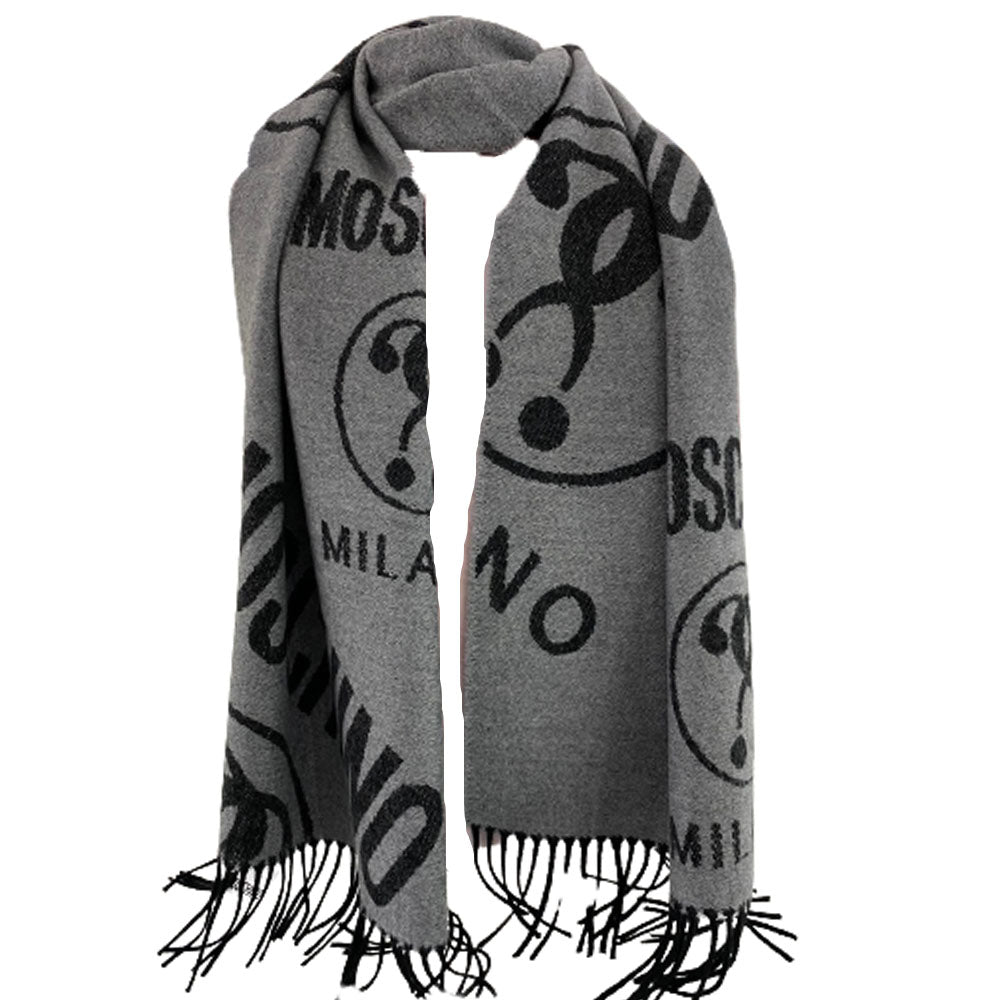 Sciarpa Moschino art 50152 con logo moschino milano e frange