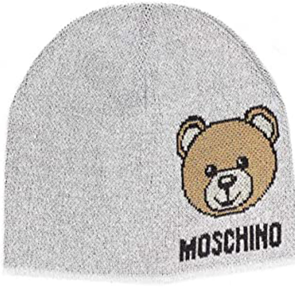 Cappello Moschino Art 65214 berretto in lurex teddy face lato con logo