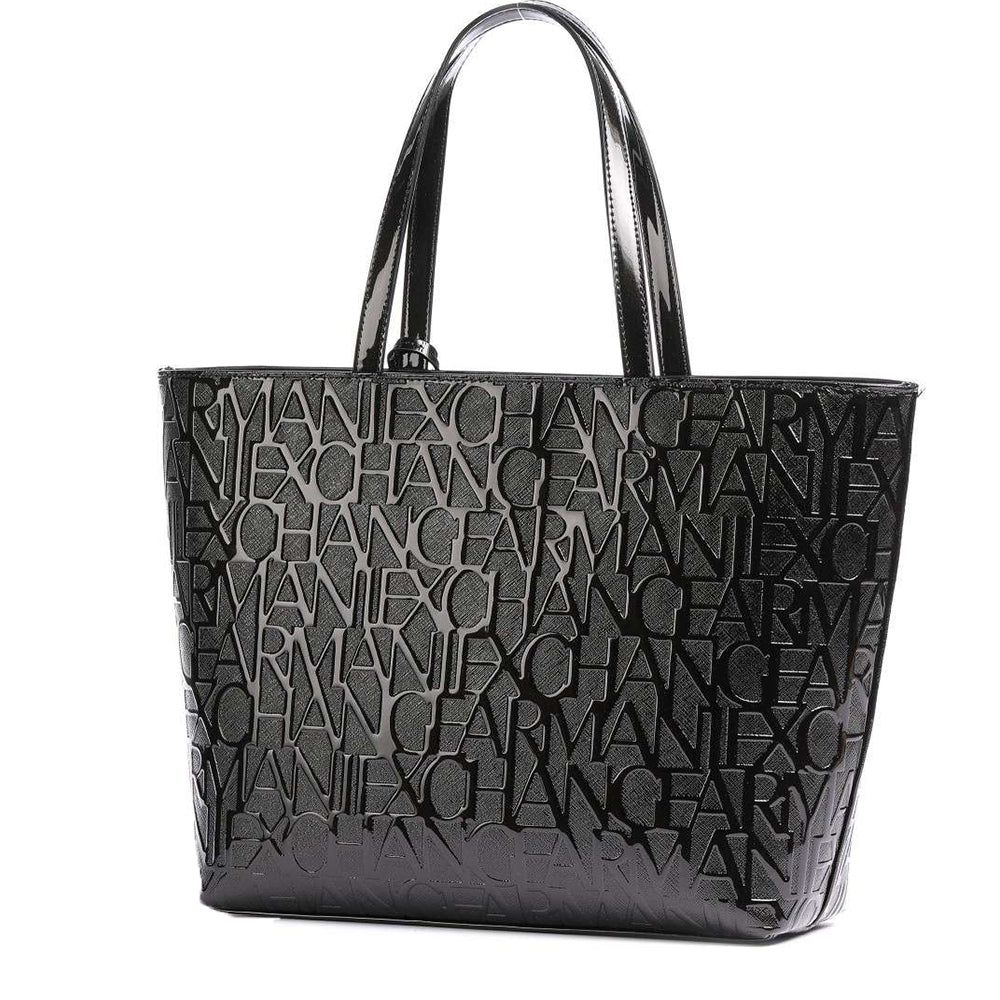Borsa Armani Exchange Art 942650 shopper logo vernice nero