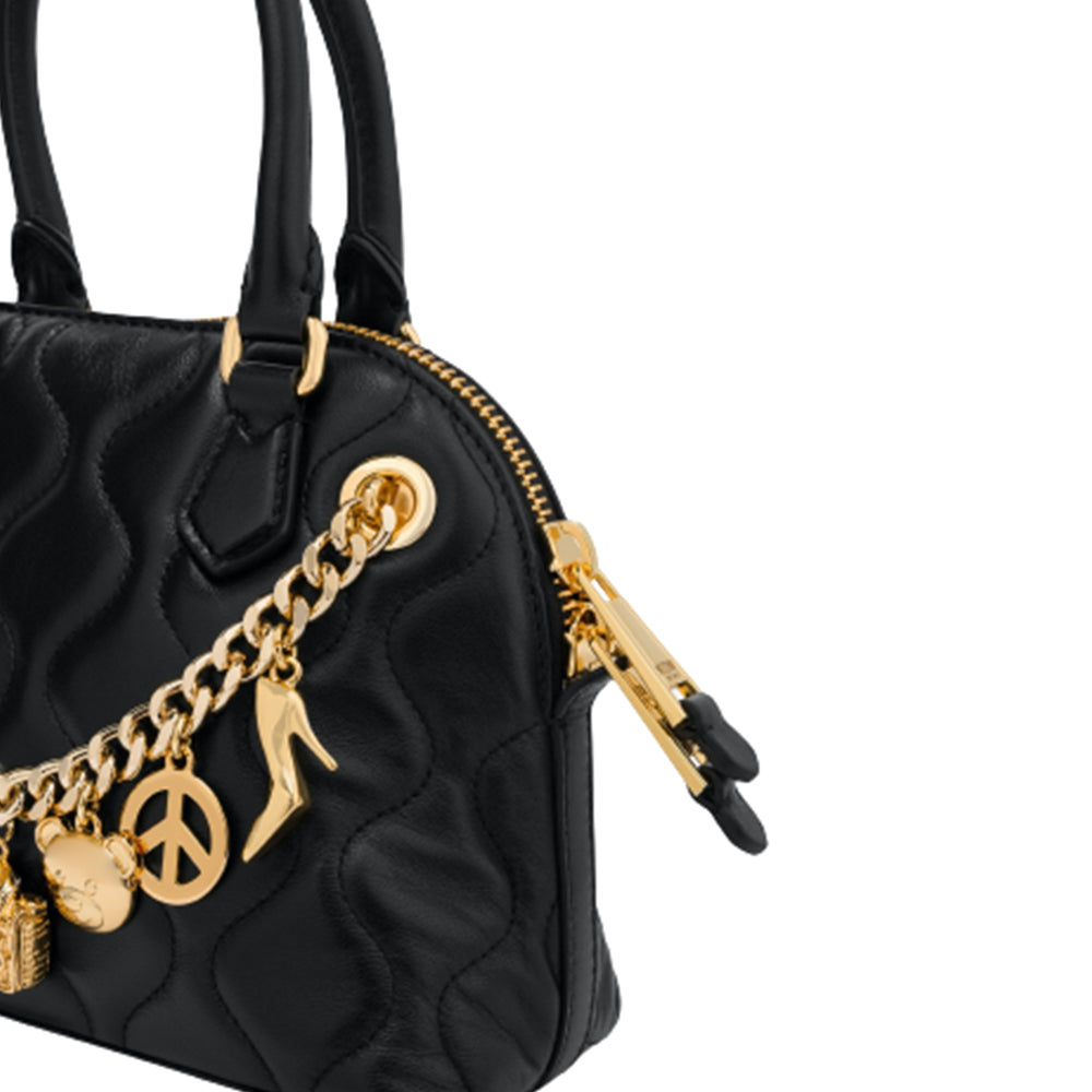 Borsa Moschino Couture art A7424 a mano nera con charm